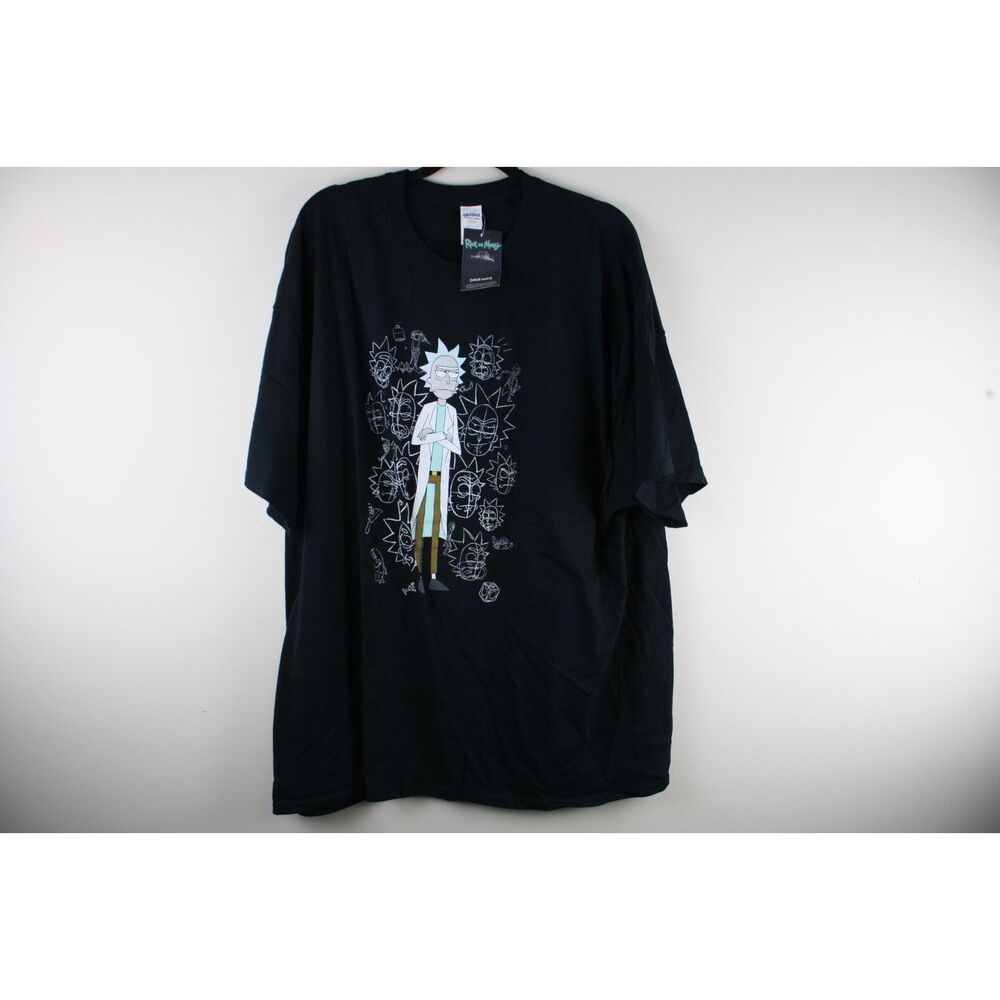 Rick and Morty Adult Swim Graphic T Shirt 3XL NWT Black Rick Faces Tee